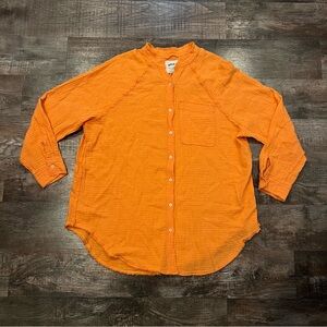 Aerie Orange Oversized Beachy Button Down Size XS